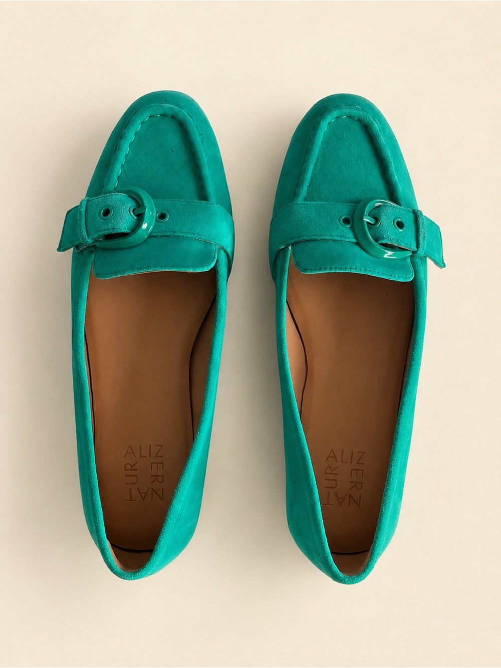 🩵✨ NATURALIZER LOLA TURQUOISE SUEDE BUCKLE LOAFERS • SIZE 8 ✨🩵